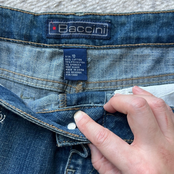 Baccini Embroidered Denim Maxi Skirt Boho Western Y2K Studded Jean Skirt Size 10 - Picture 8 of 8